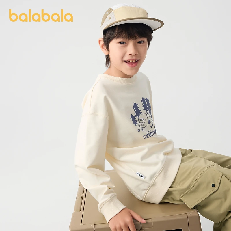 巴拉巴拉童装儿童长袖卫衣男童女童2025春装新款圆领宽松舒适上衣