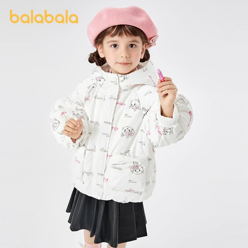 巴拉巴拉童装儿童棉服女童连帽外套冬季棉衣小童宝宝上衣可爱猫咪
