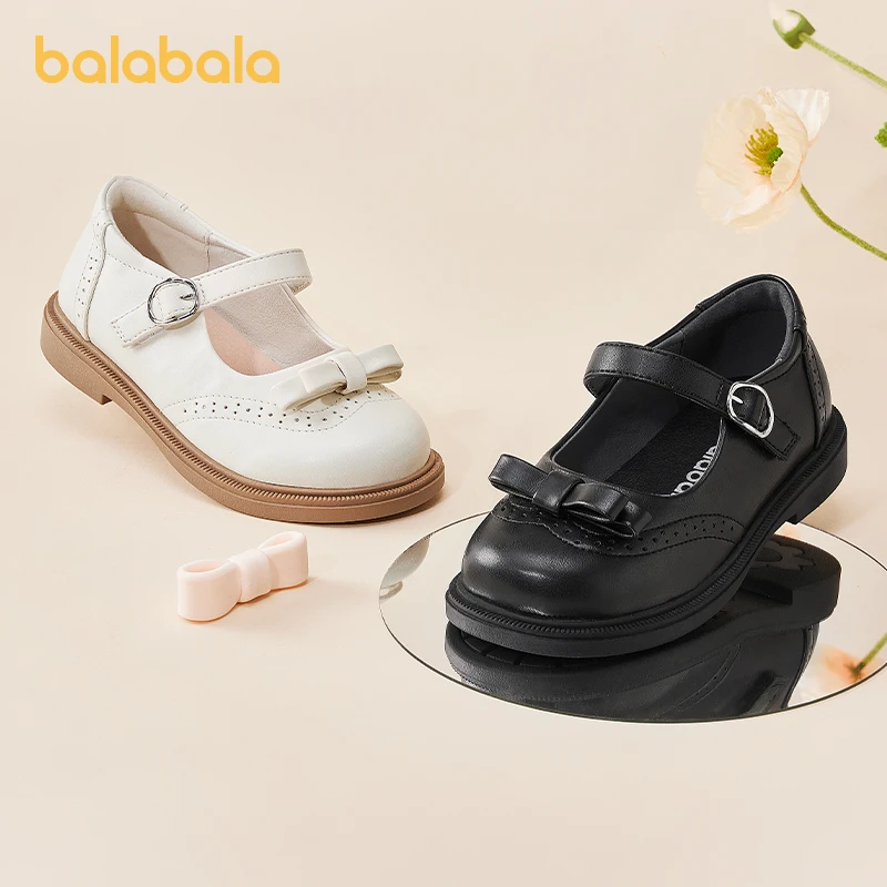 巴拉巴拉童鞋儿童小皮鞋公主鞋英伦女童鞋子2025春秋新甜美蝴蝶结