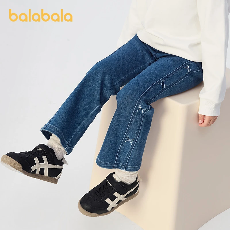 巴拉巴拉童装儿童牛仔裤女童秋装款洋气喇叭长裤甜美时尚舒适柔弹