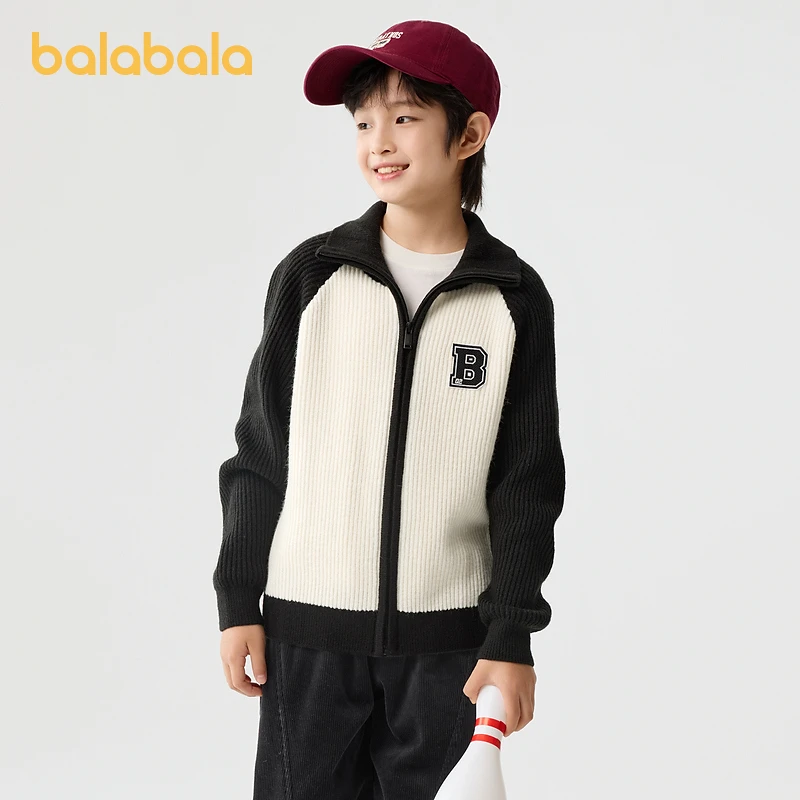 巴拉巴拉童装开衫毛衣中大童宝宝男童女童新款秋冬保暖针织衫