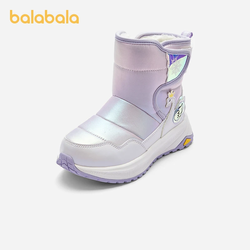 巴拉巴拉女童运动靴高帮靴子加绒加厚冬装童鞋时尚童趣精致防滑萌