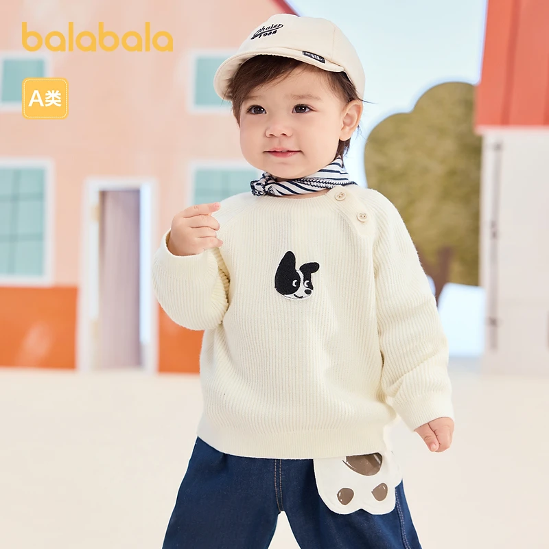 巴拉巴拉婴儿针织衫女童薄毛衣男童套头秋装秋装可爱时尚