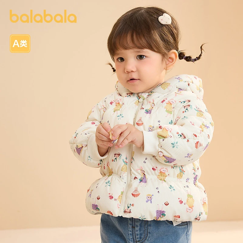 巴拉巴拉童装羽绒服婴儿冬季女童短款外套印花满印甜美可爱保暖萌