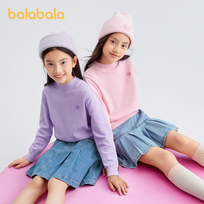巴拉巴拉儿童打底衫女童秋冬针织保暖中大童打底套头毛衣洋气