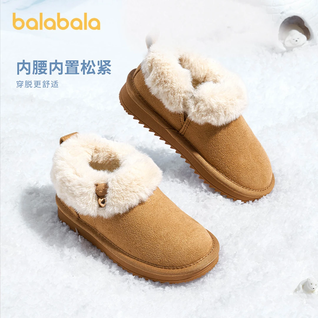 巴拉巴拉雪地靴女童短靴加厚加绒冬季靴子舒适时尚休闲厚底高帮