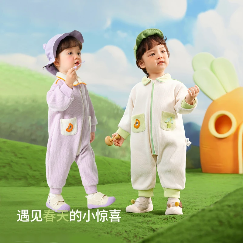 巴拉巴拉婴儿连体衣新生儿爬服外出抱衣加绒甜美萌儿童长袖宝宝
