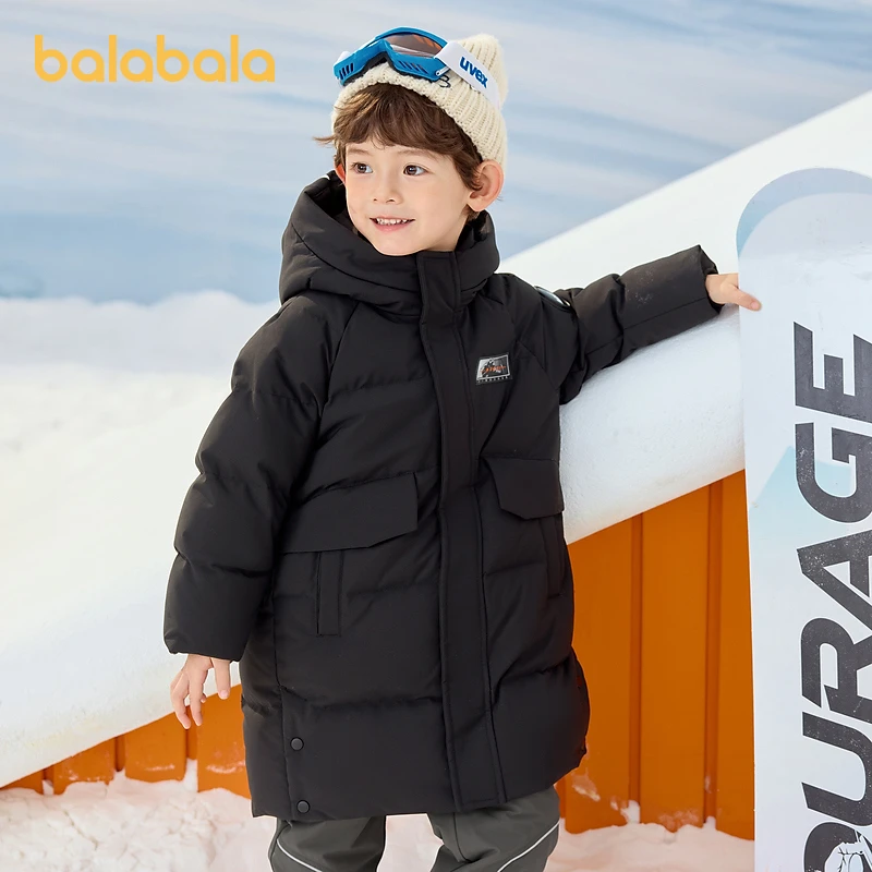 巴拉巴拉童装儿童羽绒服男童冬长款连帽外套上衣流行舒适户外潮款