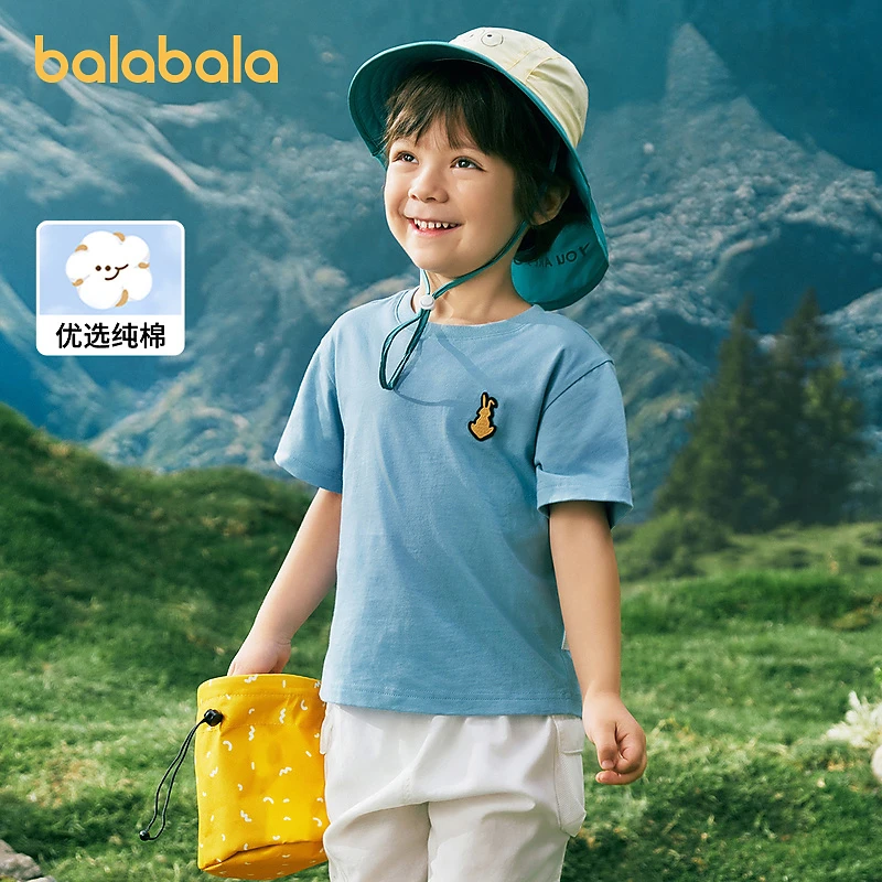 巴拉巴拉短袖T恤男童夏装上衣薄款纯棉刺绣上衣亲子款