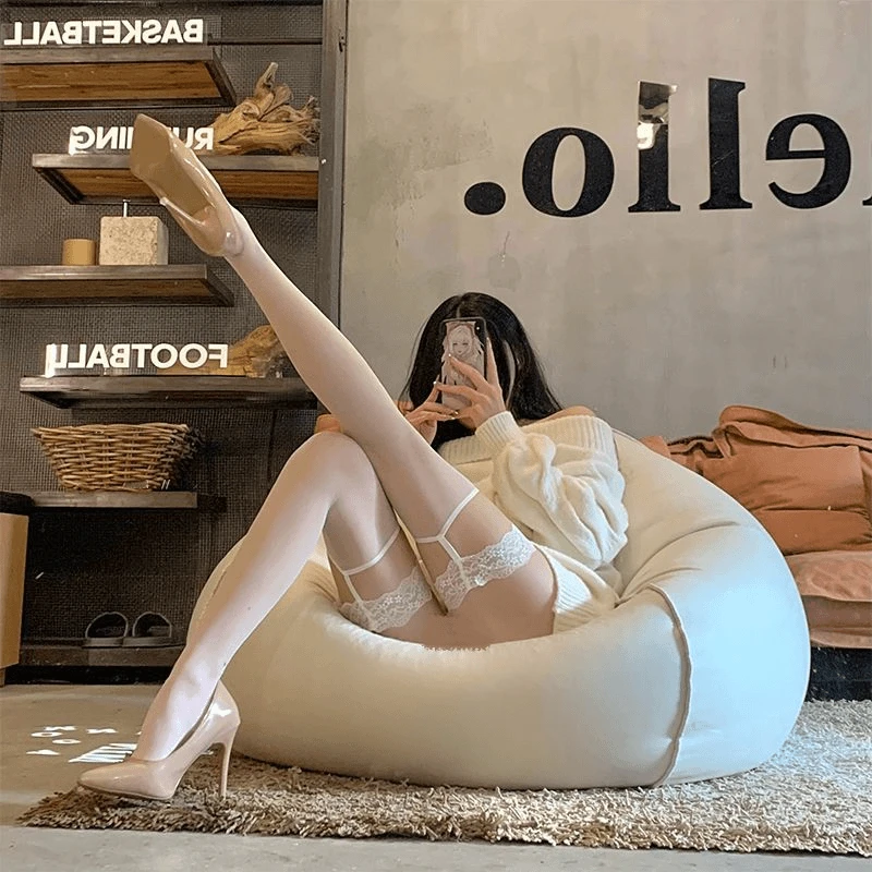 纯欲黑色蕾丝吊带黑丝大腿袜女性感诱惑超薄透防滑过膝长筒袜新款