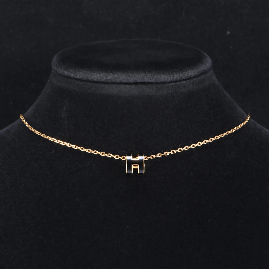 99新 Hermes/爱马仕 璐璐活动276398 POP H 项链 Mini 18K黄金