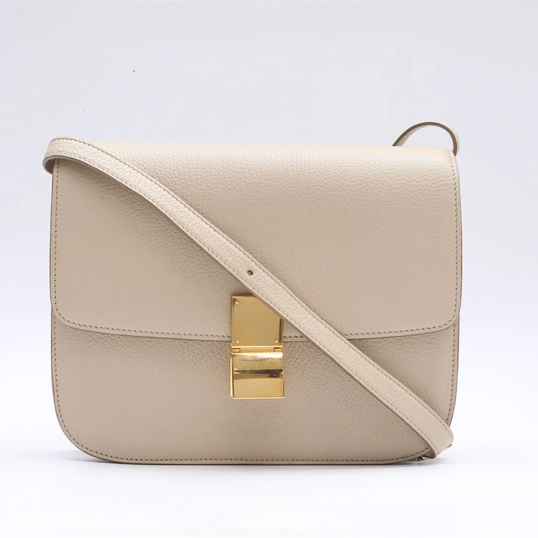 99新 Celine/思琳 小花Jerry P234348412 Box 中号 奶茶色 斜挎包