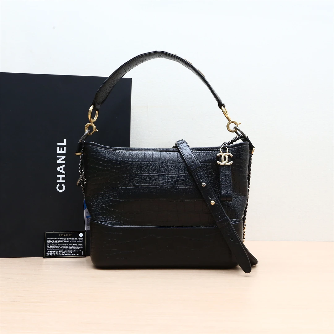 99新 Chanel/香奈儿 小花璐璐 P224930233 流浪 中号 鳄鱼压纹