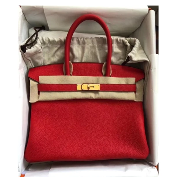 99新 Hermes/爱马仕 小花柳 P224299285 Birkin30心红色D刻 包