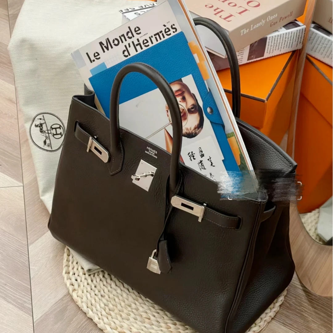 99新 Hermes/爱马仕 拆 全56499 小花Jerry Birkin35乌木色手提包