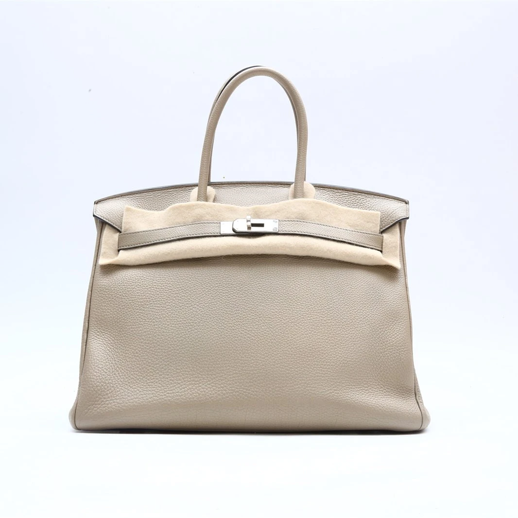99新 Hermes/爱马仕 小花Jerry P244276567 Birkin35斑鸠灰 框N包