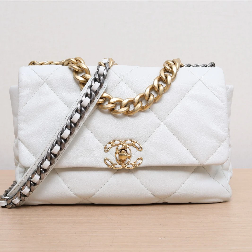 95新 Chanel/香奈儿 小花璐璐P222433184 19BAG 中号 白色 30开