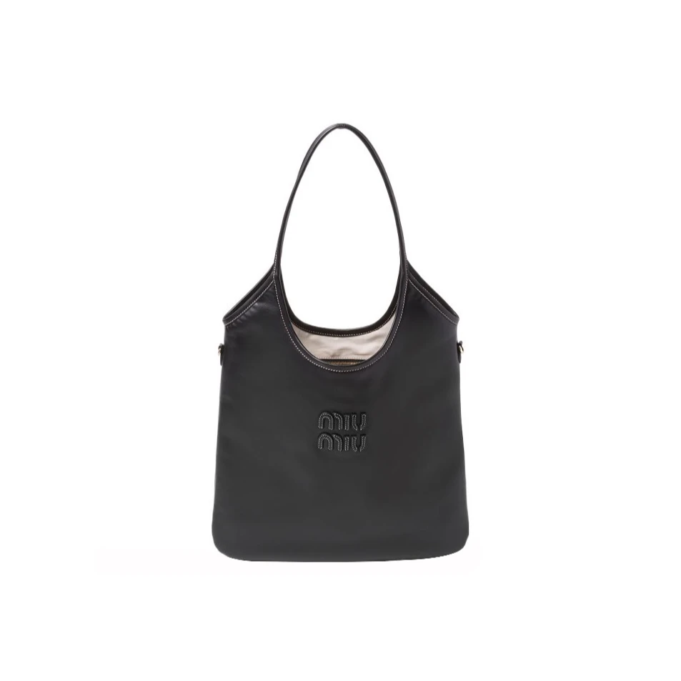 全新未使用 MIU MIU/缪缪 小花璐璐TP029583 IVYTote35黑色手提包