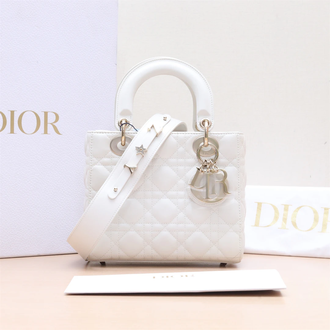 99新 DIOR/迪奥 小花柳 P234143280 戴妃包 四格 徽章肩带
