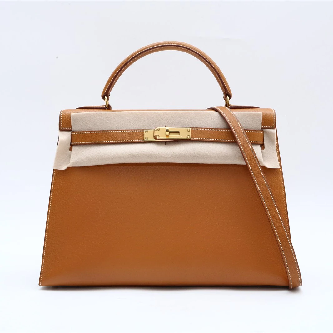 95新 Hermes/爱马仕 小花柳P234967681 Kelly32 沙滩金 圈Z 猪