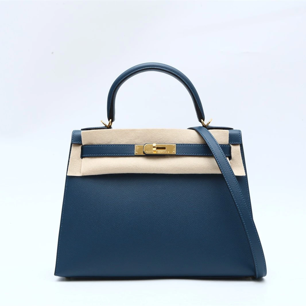 99新 Hermes/爱马仕 小花璐璐 P234653997 手提包 28 鸭子蓝 A刻