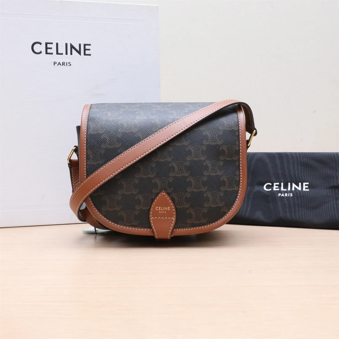 95新 Celine/思琳 小花璐璐P234966265 马鞍包 中号 凯旋门印花