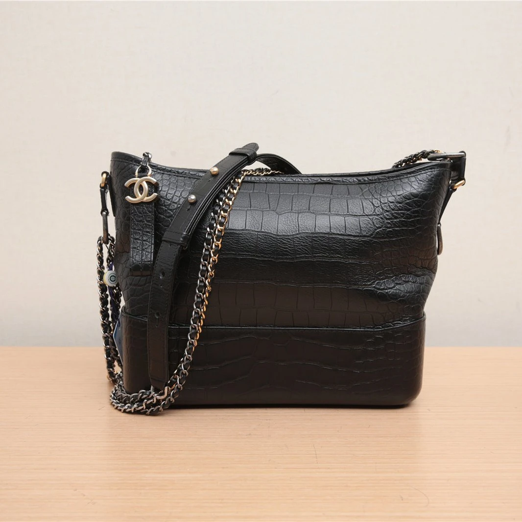 95新 Chanel/香奈儿 小花璐璐P202444826 流浪 中号28 鳄鱼压纹
