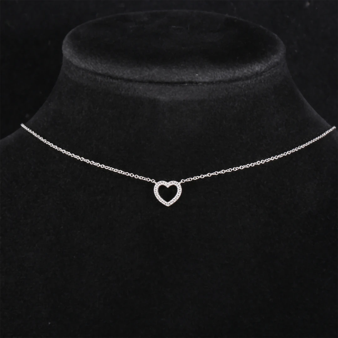 99新 Tiffany & Co./蒂芙尼 小花璐璐P234244012 爱心满钻项链