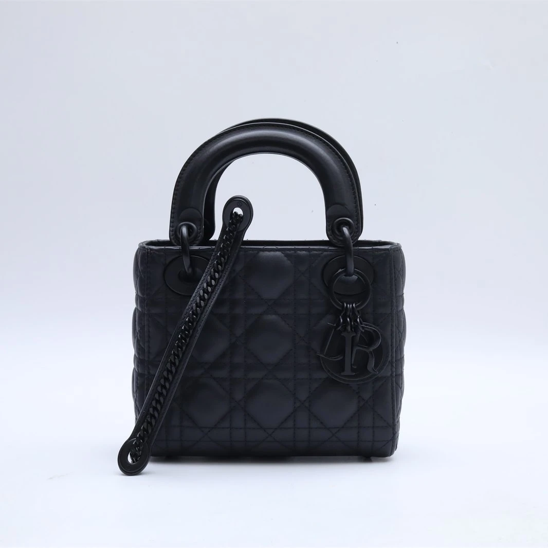 99新 DIOR/迪奥 小花Jerry P234244900 戴妃包 三格 黑色