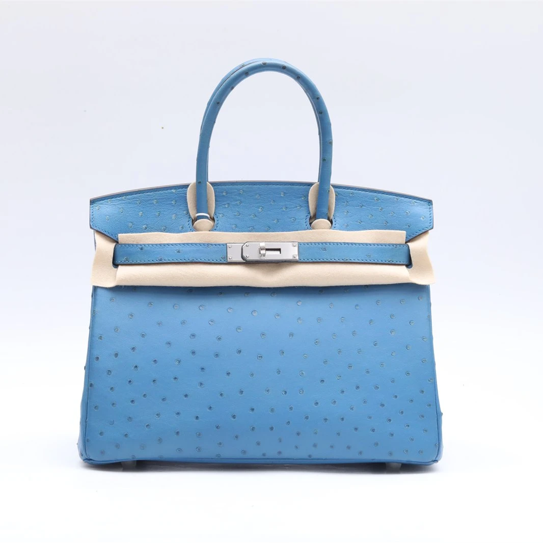 99新 Hermes/爱马仕 小花柳 P234035475 Birkin 30 希腊蓝框O