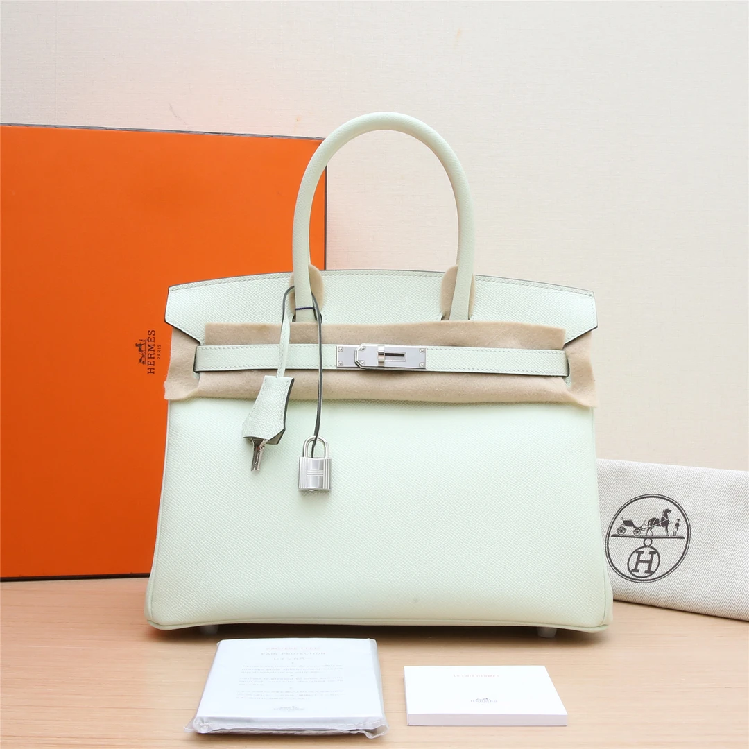 99新 Hermes/爱马仕 【小花念念】Birkin 30 气泡绿 Epsom皮 B刻包