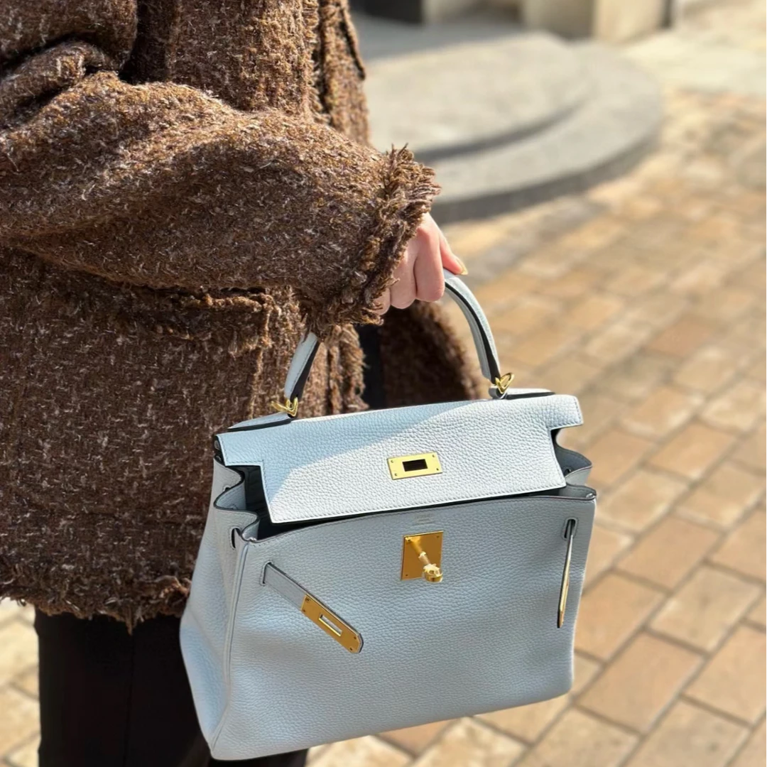 99新 Hermes/爱马仕 小花Jerry P232817972 手提包 28 Y刻 圣杯蓝