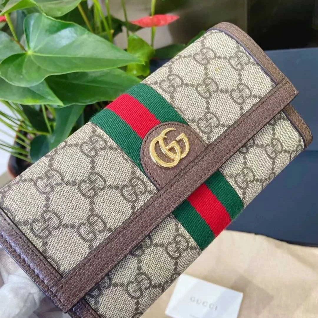 99新  新粉已-100外 小花瑶瑶 GUCCI  钱包 三折