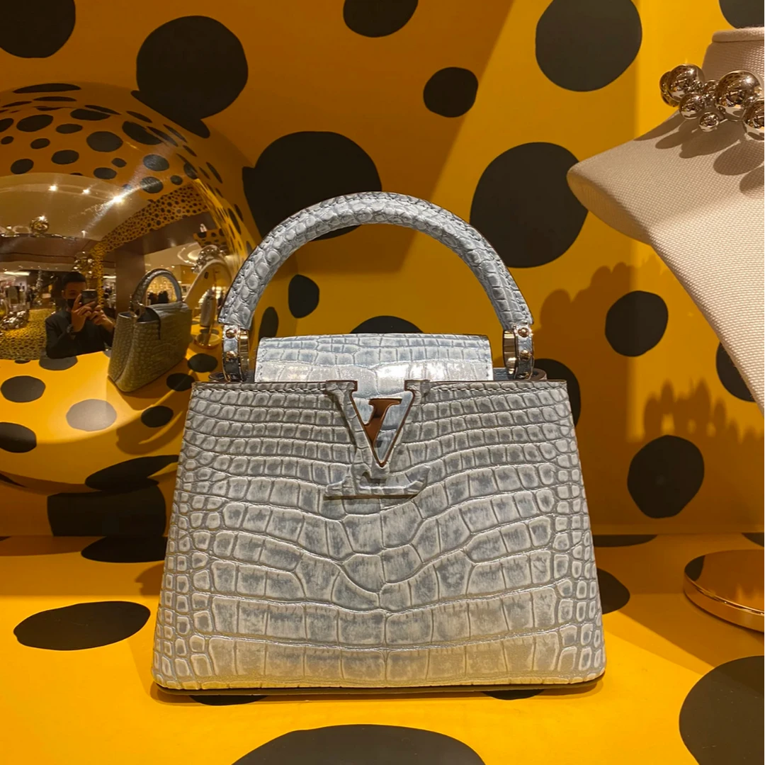 99新 LouisVuitton/路易威登 小花Jerry  Cap mini鳄鱼皮 鎏金 包