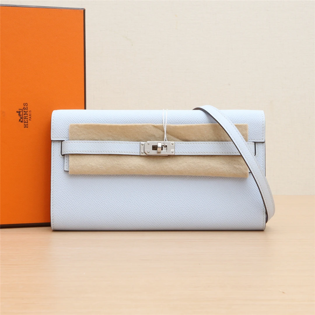 95新 Hermes/爱马仕 小花璐璐P213753762Kelly 雾霾藍 Eps皮 Y刻