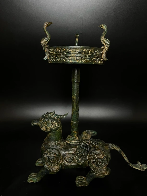 辉煌青铜器瑞兽蜡台青铜烛台仿真品