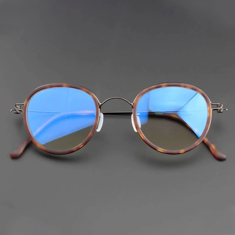 超轻眼镜框男复古文艺纯钛眼镜架配变色近视镜女黑框圆脸全框6262