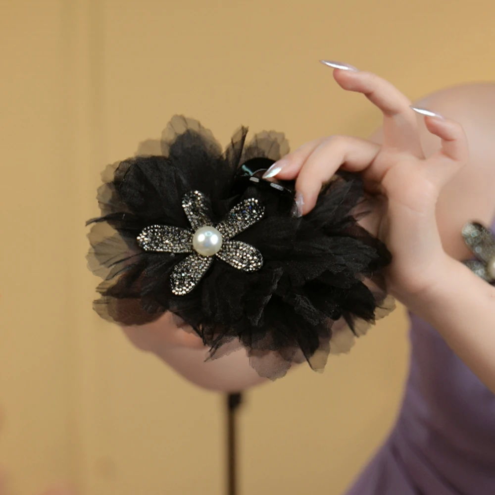 （海星花）F284网红发饰头饰超仙抓夹新款头花发量多后脑勺夹鲨鱼夹