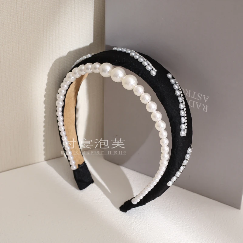 珠珠发箍法式复古珠珠小香风头箍高颅顶压发卡新款高级感发饰头箍