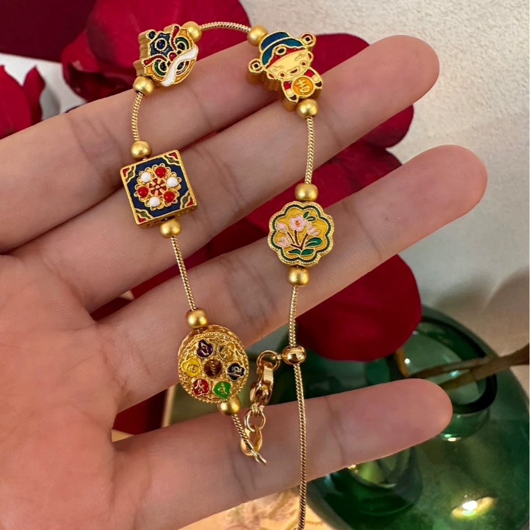 铜合金手链 （财神）C1156小财神六字手链手串手工民族风编织国潮女