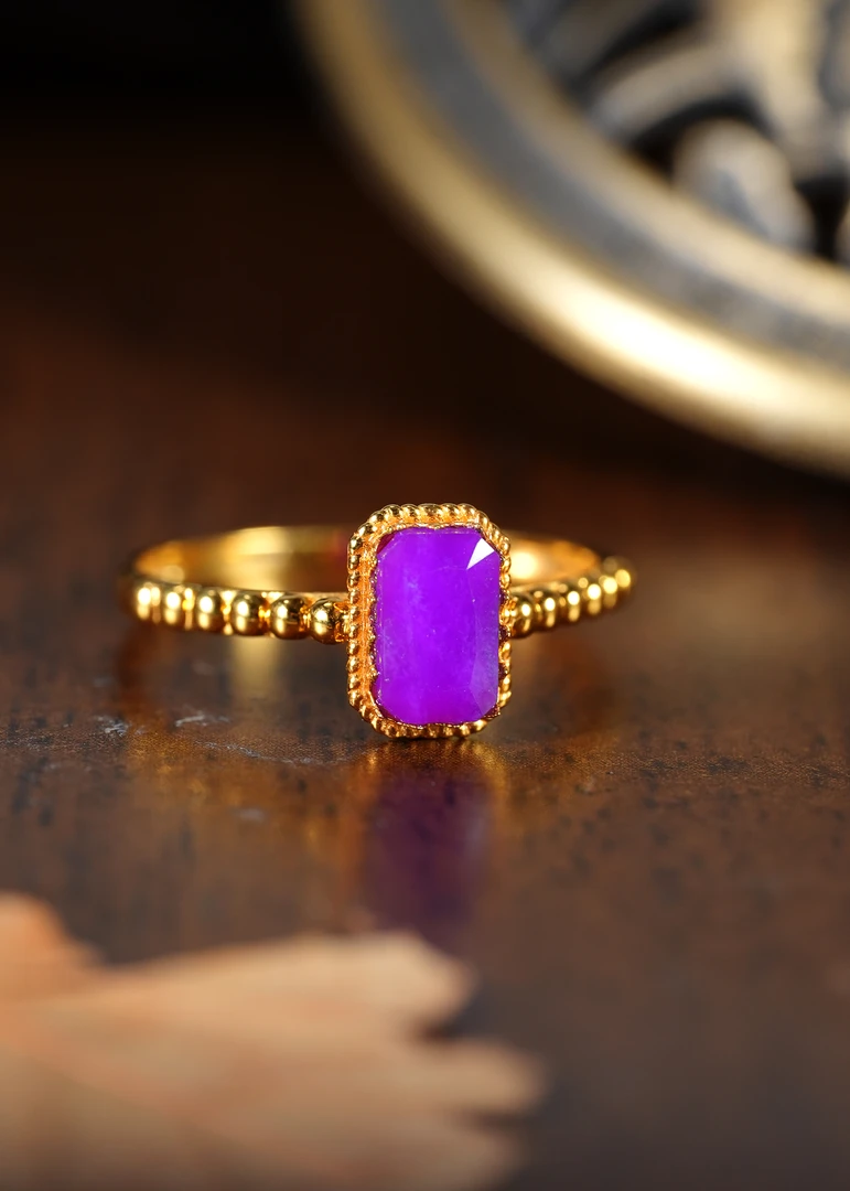 【婧婧精选】臻品 ·  凝胶紫舒俱来18K金戒指爆闪切面 多样性发