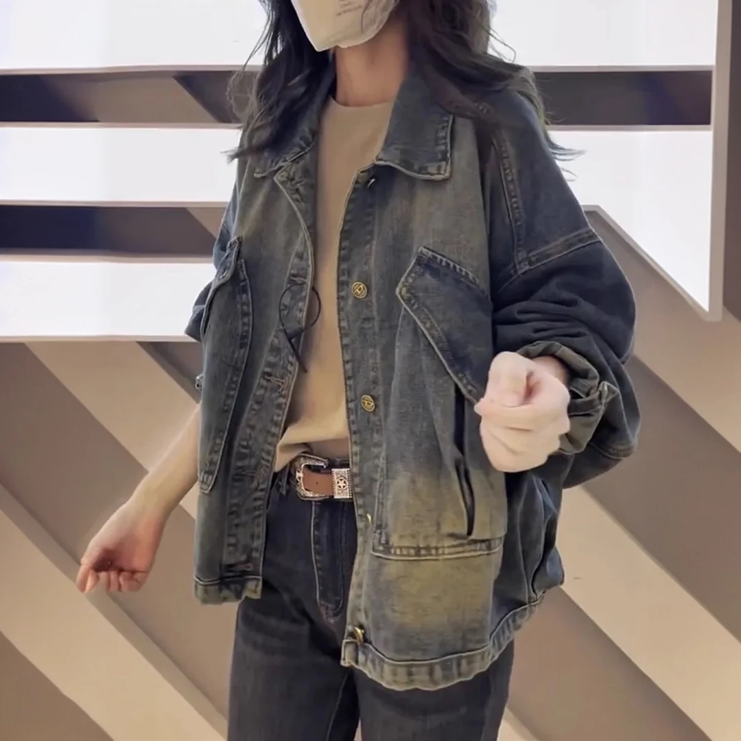 大码女装牛仔外套2025新款爆款常规百搭女士宽松显瘦长袖夹克上衣