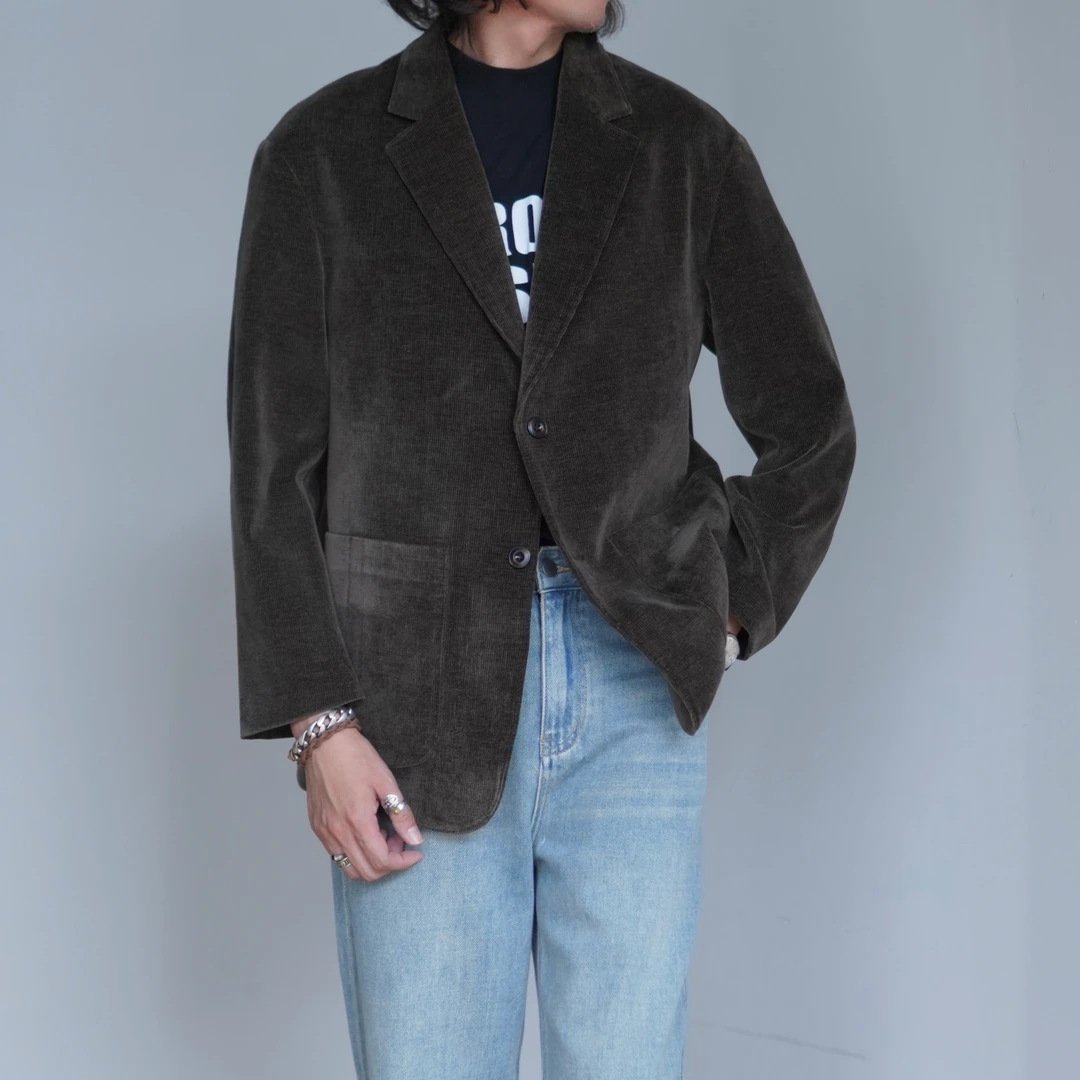 CATCHWORD 雪尼尔宽松西服套装男中腰显瘦直筒西裤休闲西装上衣冬