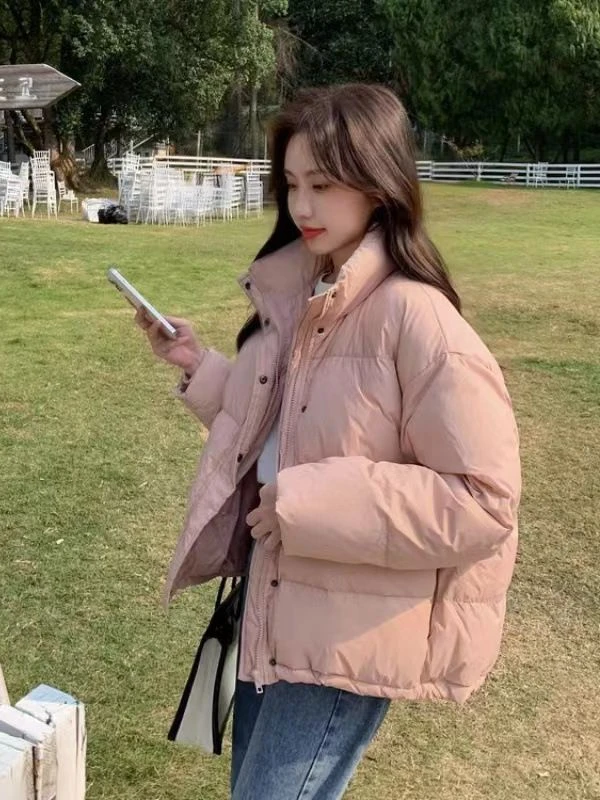 线下1599！欧罗帕立领加厚短款保暖女士羽绒服7879