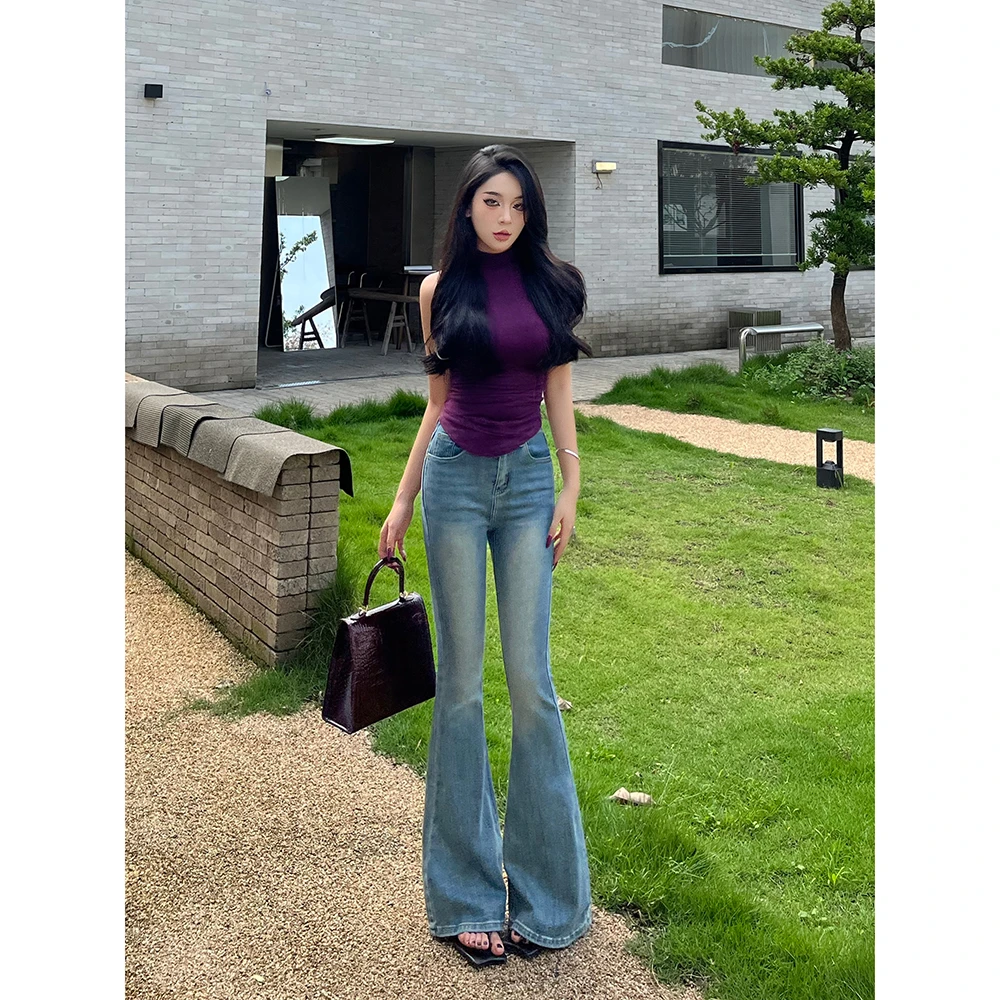 IFMRIFMR高腰微喇牛仔裤2025夏季新款薄款时尚修身显瘦辣妹女弹力