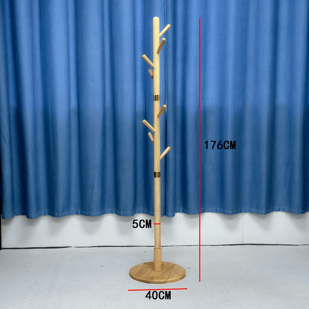 实木衣帽架家用卧室衣架落地挂衣架现代简约圆盘衣帽架原木色302#