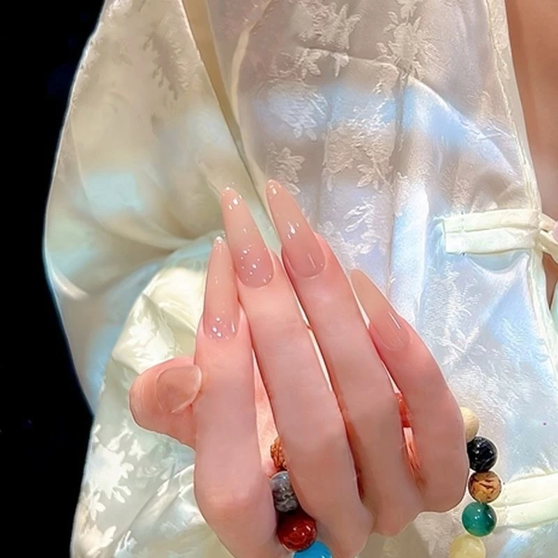 嬛嬛清水甘露寺穿戴甲裸色美甲清冷纯欲长款气质简约显白高级感