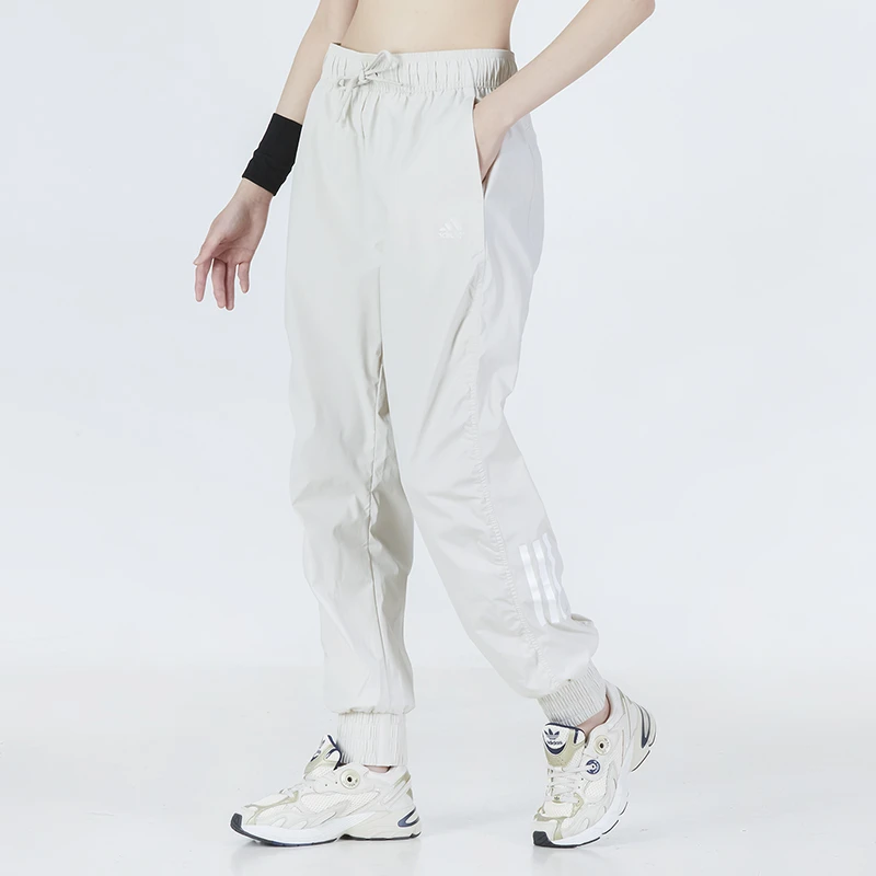 阿迪达斯运动裤女裤2023夏季新款梭织卫裤休闲裤宽松长裤子HF2464