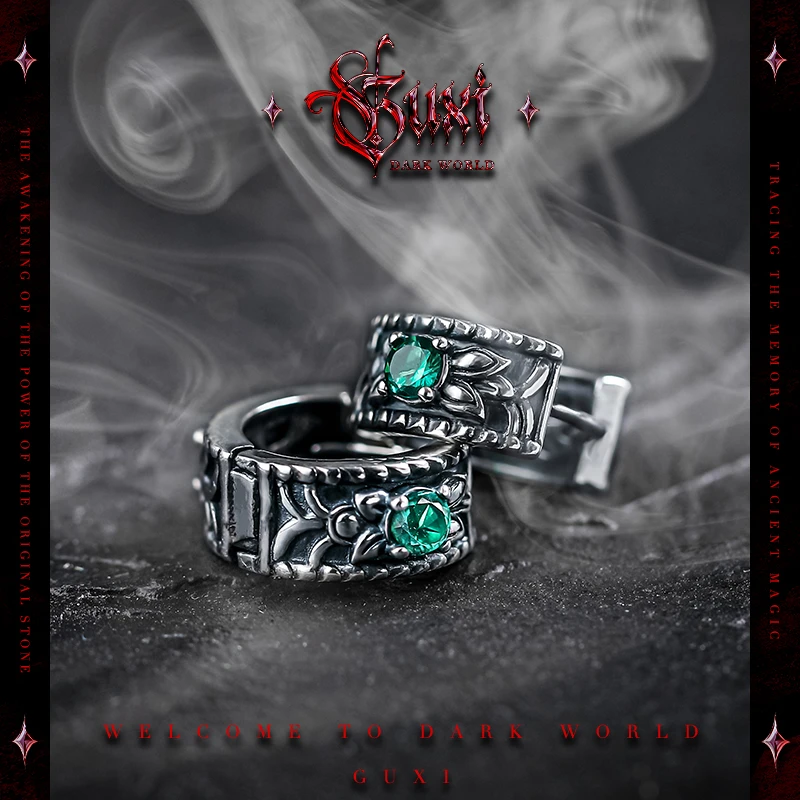 GUXI/古西 925银耳饰 【毒液】欧美小众个性复古银耳钉男潮设计感