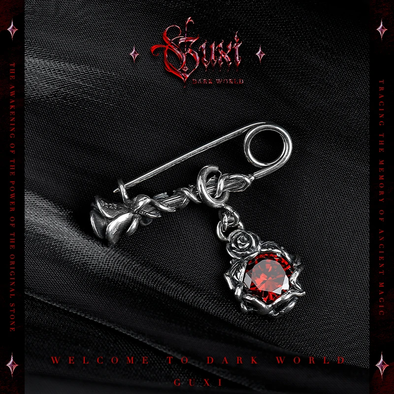 GUXI/古西 925银胸针 【血色】暗黑风别针男小众设计高级感生日礼物
